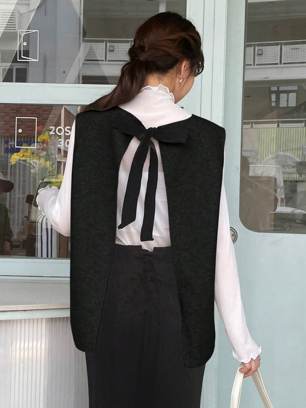 FRIFUL Blusa Sin Mangas De Cuello Redondo Para Mujer Con Corbata En La Espalda
