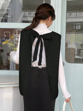 FRIFUL Blusa Sin Mangas De Cuello Redondo Para Mujer Con Corbata En La Espalda