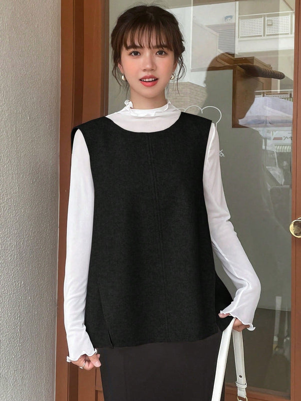 FRIFUL Blusa Sin Mangas De Cuello Redondo Para Mujer Con Corbata En La Espalda
