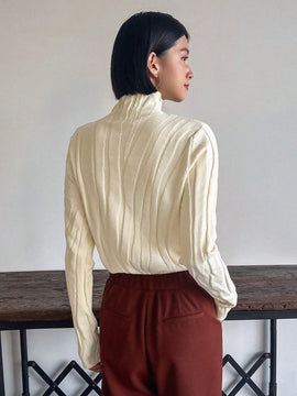 FRIFUL Sueter De Cuello Alto De Color Solido Para Mujer