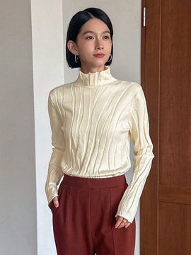 FRIFUL Sueter De Cuello Alto De Color Solido Para Mujer