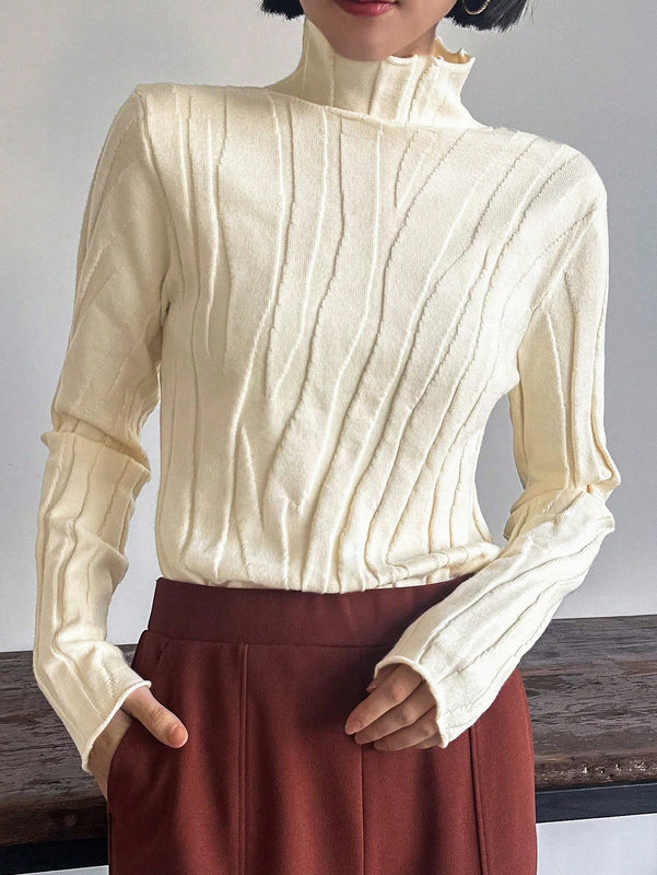 FRIFUL Sueter De Cuello Alto De Color Solido Para Mujer