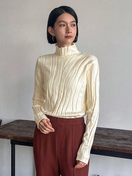 FRIFUL Sueter De Cuello Alto De Color Solido Para Mujer