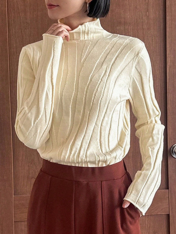FRIFUL Sueter De Cuello Alto De Color Solido Para Mujer