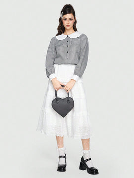 ROMWE Kawaii Camisa Dulce Y Encantadora Con Cuello Peter Pan