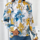 LUNE Camisa Con Cuello Alto Y Manga Con Volantes Y Estampado De Flores
