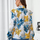 LUNE Camisa Con Cuello Alto Y Manga Con Volantes Y Estampado De Flores