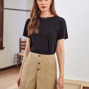 Anewsta Pantalones Cortos De Mujer Con Botones Y Dobladillo Enrollado