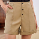 Anewsta Pantalones Cortos De Mujer Con Botones Y Dobladillo Enrollado