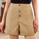 Anewsta Pantalones Cortos De Mujer Con Botones Y Dobladillo Enrollado
