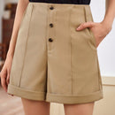 Anewsta Pantalones Cortos De Mujer Con Botones Y Dobladillo Enrollado