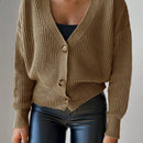 Cardigan casual de un solo botonadura de mangas largas y hombros caidos de unicolor para mujer, otono/invierno