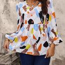 LUNE Camisa De Manga Larga Completa Para Mujer Con Mangas De Farol Impresas
