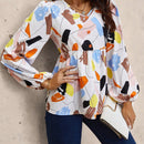 LUNE Camisa De Manga Larga Completa Para Mujer Con Mangas De Farol Impresas