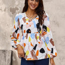 LUNE Camisa De Manga Larga Completa Para Mujer Con Mangas De Farol Impresas