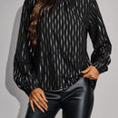 Clasi Camisa De Manga Larga Con Cuello Alto Y Rayas Doradas Impresas Para Mujer
