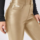 Essnce Pantalones ajustados de moda para mujer con bolsillos en diagonal y unicolor para primavera / verano