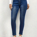Pantalones casuales estilo americano de mujer con efecto desgastado y bolsillos