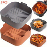 2 piezas de forros de silicona para freidora de aire de 21.01 cm, resistentes al calor, reutilizables, antiadherentes, aptos para lavavajillas, para freidoras de aire de 5.5 a 7QT, accesorios de cocina fáciles de limpiar, forros versátiles | Superficie t