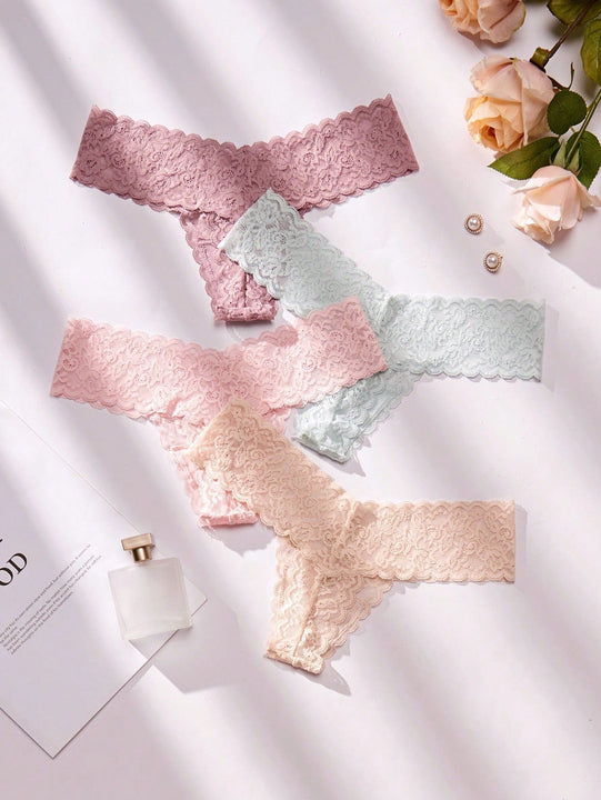 Underwear&sleepwear basics 4 paquete de lenceria de tanga de encaje floral