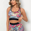Conjunto De Lenceria Para Mujer Con Letra Impresa En Todo El Conjunto Y En Colores Llamativos