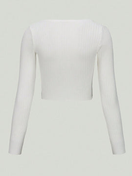 EZwear Sueter De Canale Con Dobladillo Retorcido Para Mujer