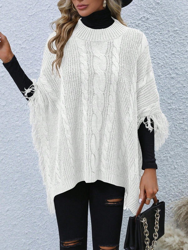 LUNE Jersey Tipo Poncho Con Borde De Borlas