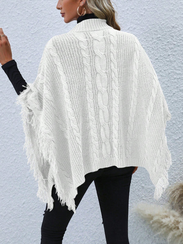 LUNE Jersey Tipo Poncho Con Borde De Borlas