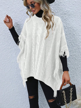 LUNE Jersey Tipo Poncho Con Borde De Borlas