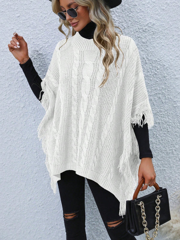 LUNE Jersey Tipo Poncho Con Borde De Borlas