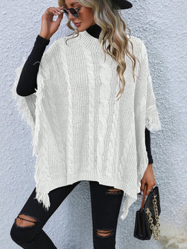 LUNE Jersey Tipo Poncho Con Borde De Borlas