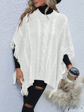 LUNE Jersey Tipo Poncho Con Borde De Borlas