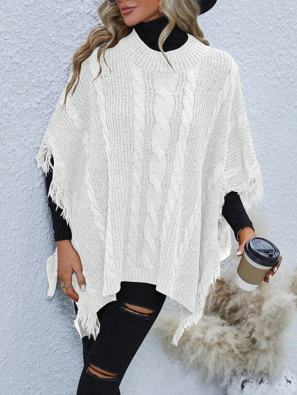 LUNE Jersey Tipo Poncho Con Borde De Borlas