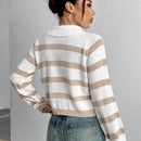 EZwear Sueter De Cuello Alto Con Mangas Raglan Y Rayas