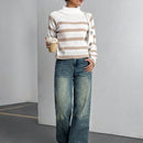 EZwear Sueter De Cuello Alto Con Mangas Raglan Y Rayas