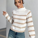 EZwear Sueter De Cuello Alto Con Mangas Raglan Y Rayas