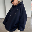 Dazy sudadera larga con capucha, holgada, con cordon y estampado de eslogan casual para mujer, otono