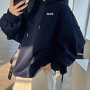 Dazy sudadera larga con capucha, holgada, con cordon y estampado de eslogan casual para mujer, otono
