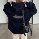 Dazy sudadera larga con capucha, holgada, con cordon y estampado de eslogan casual para mujer, otono