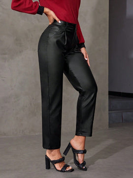 Prive Pantalones de de cintura alta de color liso para mujer