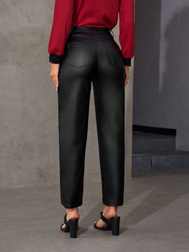 Prive Pantalones de de cintura alta de color liso para mujer