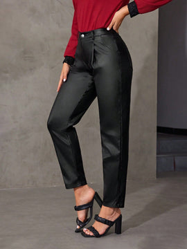 Prive Pantalones de de cintura alta de color liso para mujer