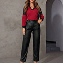 Prive Pantalones de de cintura alta de color liso para mujer