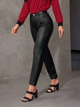 Prive Pantalones de de cintura alta de color liso para mujer