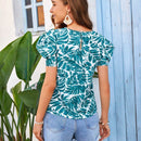VCAY Camisa De Manga Abullonada Con Estampado Tropical Para Mujer Para Vacaciones