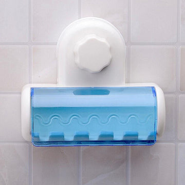 Portacepillos de dientes con ventosa, organizador de baño con tapa, accesorio para baño montado en la pared, 1 unidad