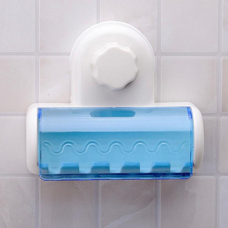 Portacepillos de dientes con ventosa, organizador de baño con tapa, accesorio para baño montado en la pared, 1 unidad