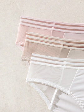Panties Triangulares De Malla Con Parches Para Mujer