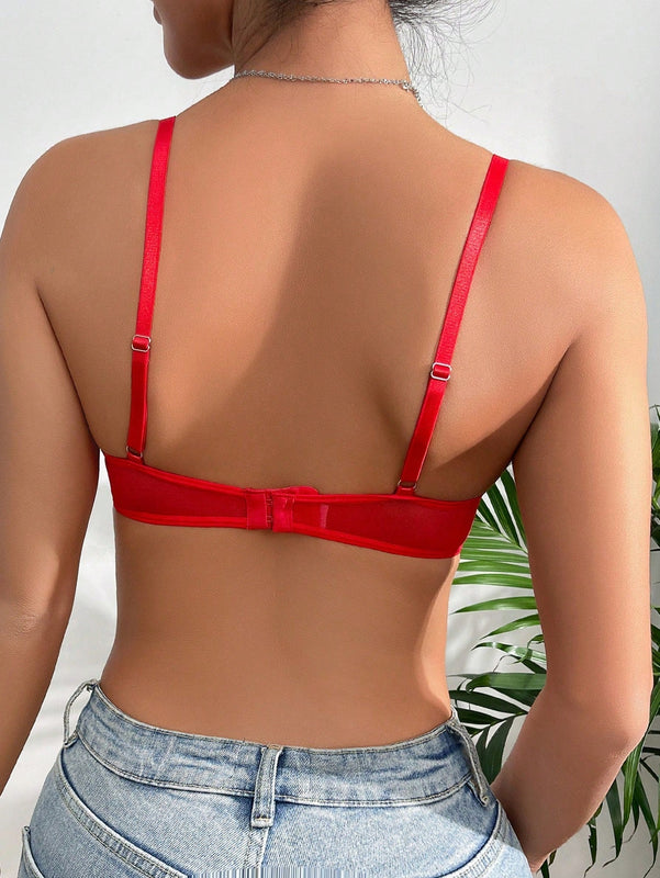 Ropa Interior De Encaje Para Mujer Con Brasier De Corazon (edicion Del Dia De San Valentin)