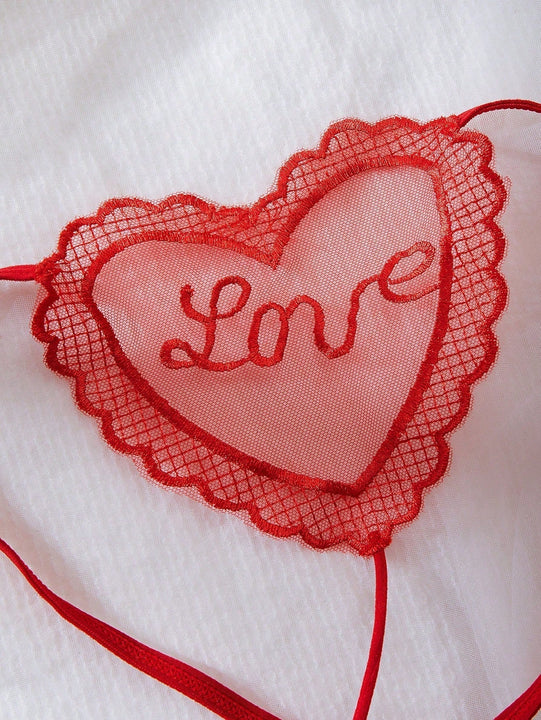 Classic Sexy Conjunto De Lenceria Sexy De Malla Con Letra Para Mujer